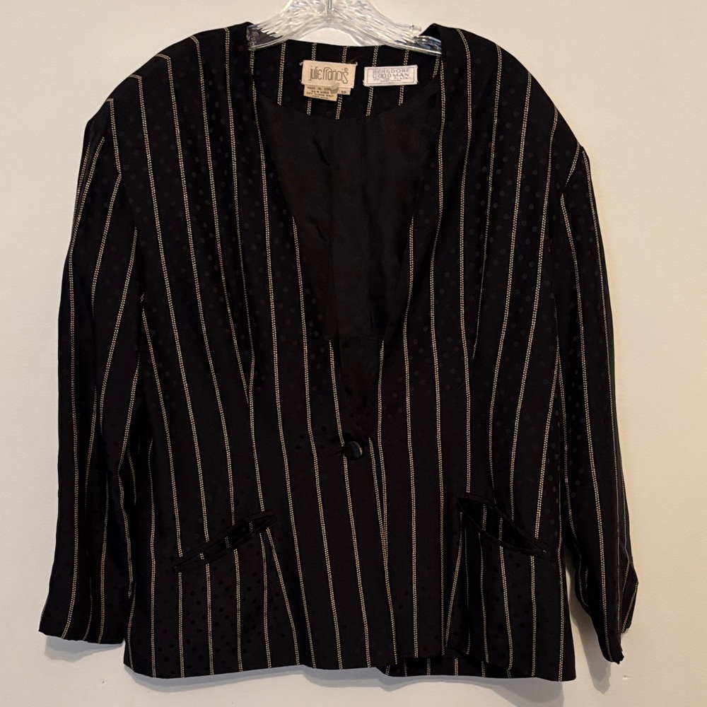 Elegant Black Striped Women's Blazer